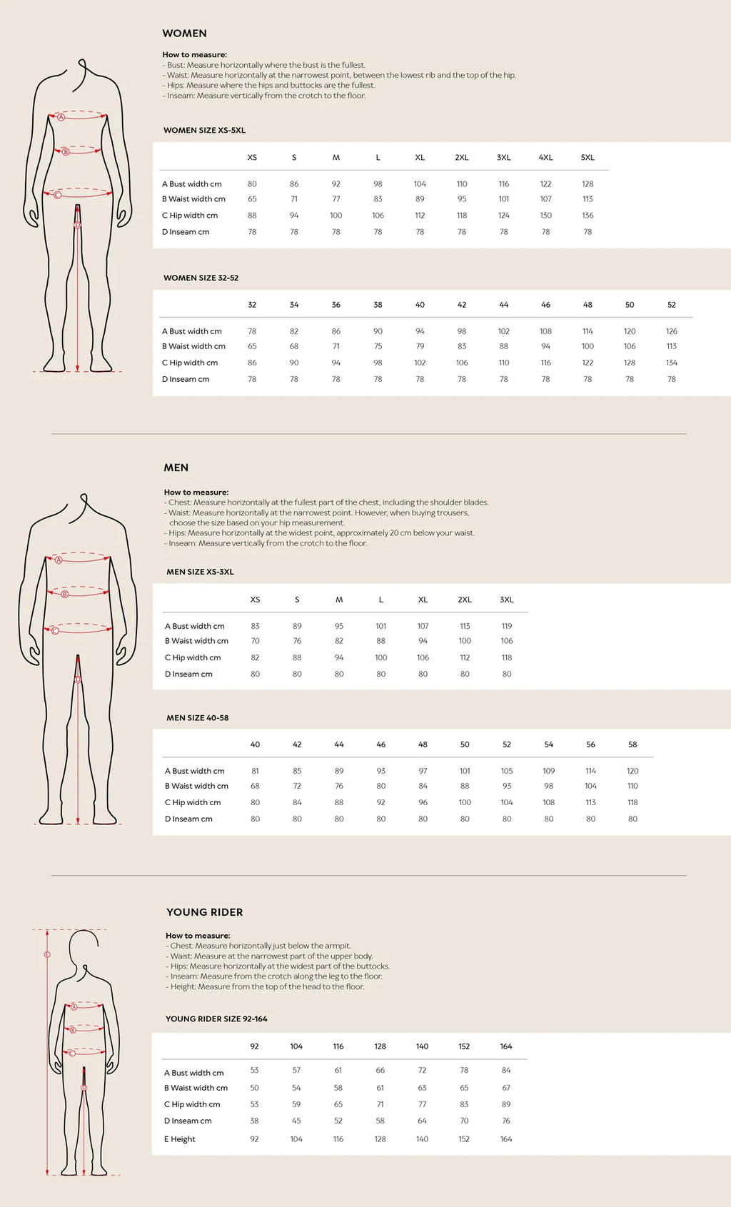 Catago Size Guide | Online for Equine