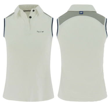 Equi-Th&egrave;me Ladies Sleeveless Polo Shirt-White-Large (UK 14)