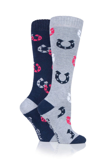 Storm Bloc Navy/Grey Kids Midweight Knee High Socks