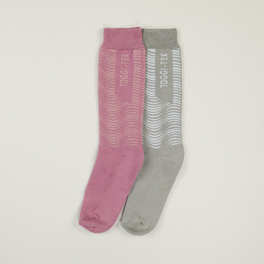 Toggi Eco Wave Socks 2 pack -One Size (UK 4-8)-Pink/Silver