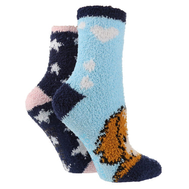 Wildfeet Adults Dog Fluffy Socks 2 Pack-One Size (UK 4-8)